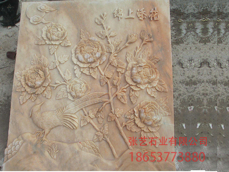 錦上添花晚霞紅石雕壁畫