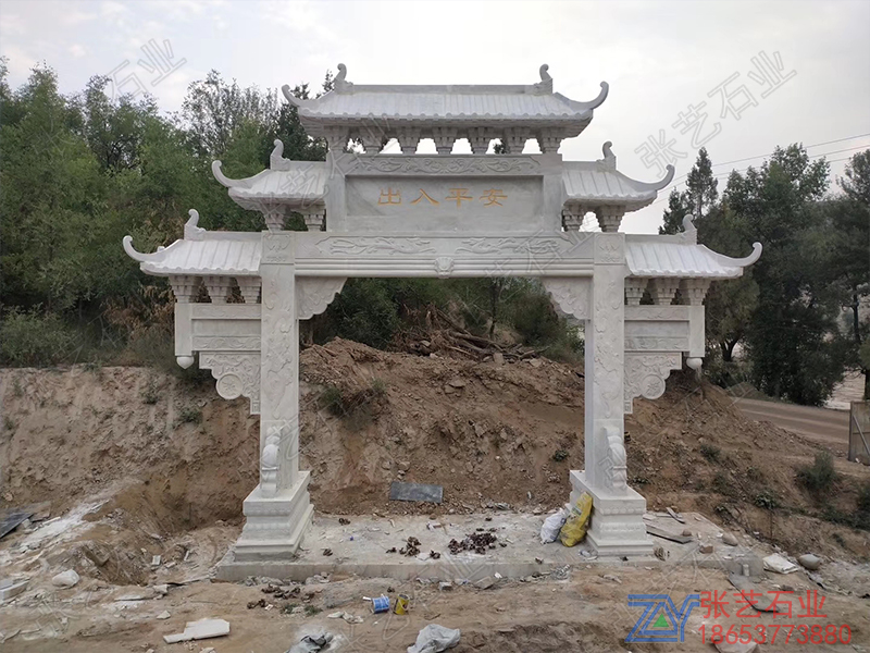 草白玉單門(mén)石牌坊-石門(mén)樓